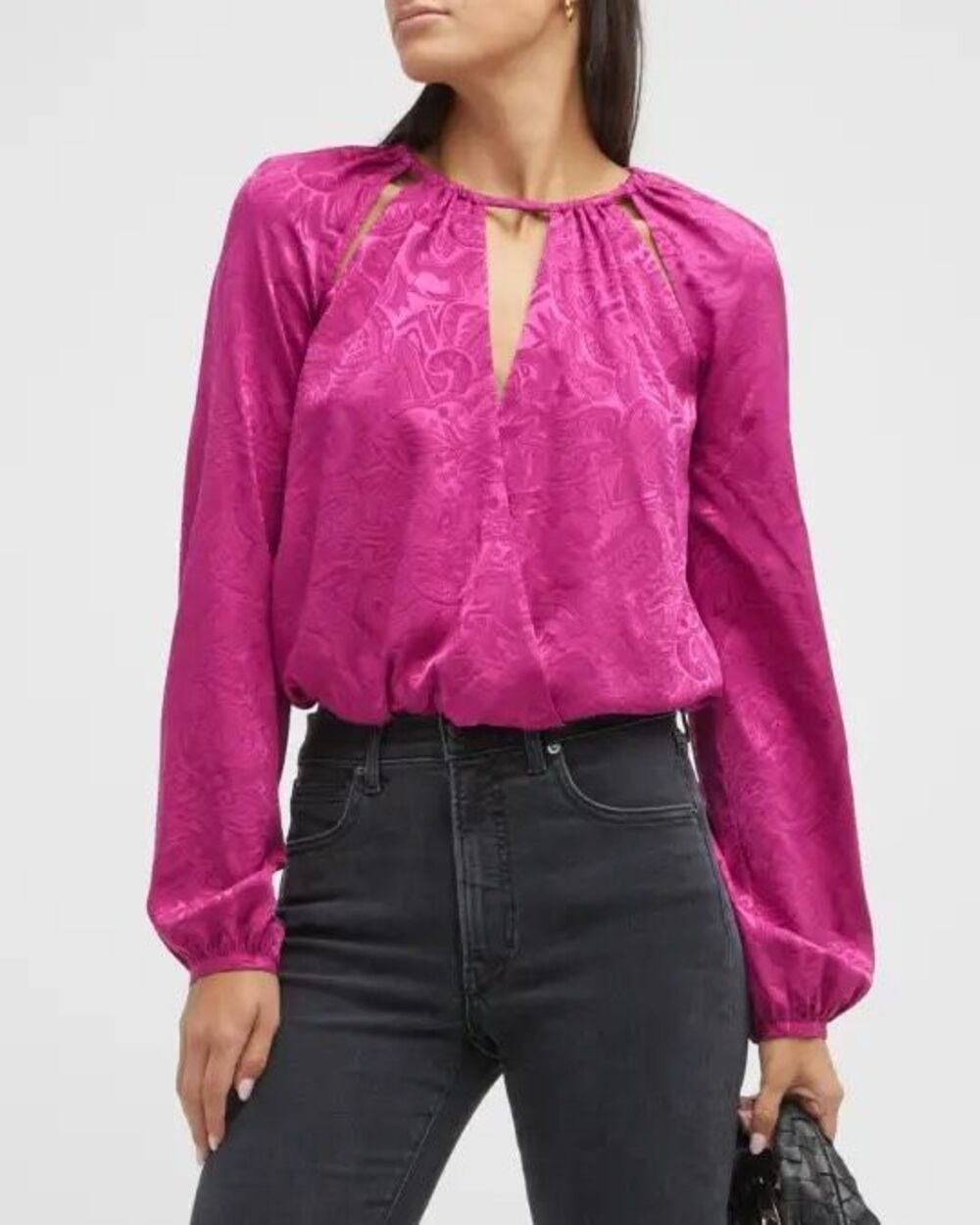 Veronica Beard Sionne Silk Paisley Abstract Balloon Sleeve Cut Out Top Size 0 XS